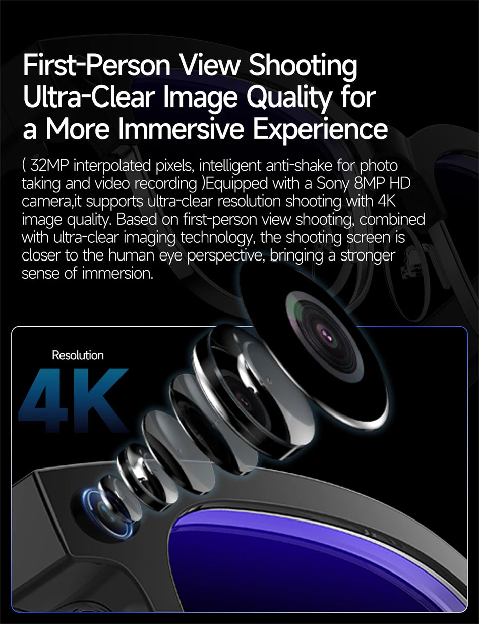 LIGE New 800W Pixel Camera Smart Glasses Men 4K Video Recording AI Photo Recognition Bluetooth Call Voice Translation Sunglasses