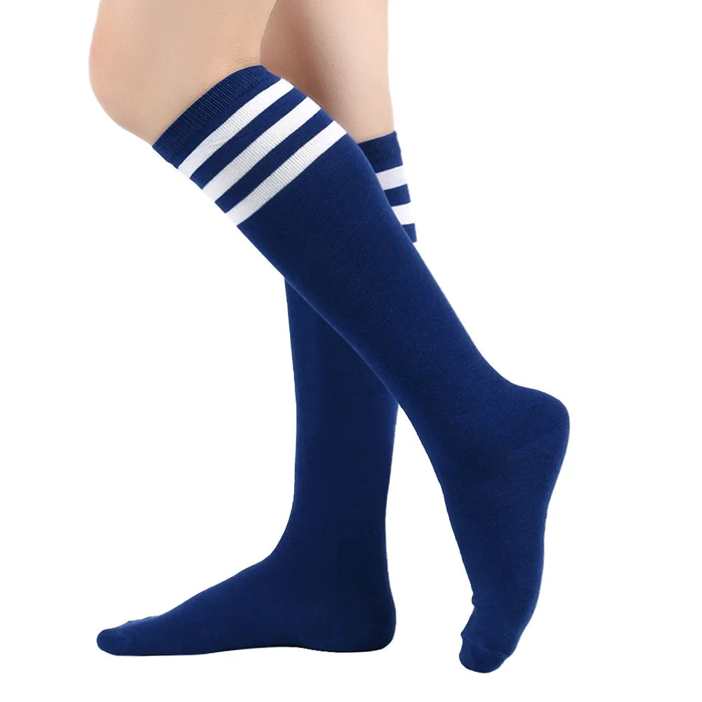 Middle Tube Sock Women Striped Knee High Ladies Japanese Harajuku College Style Cotton Summer Calf Sock Black White Female Gift