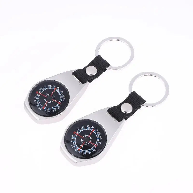 Outdoor Camping and Hiking Accessory: Durable Metal Compass Keychain Carabiner.
