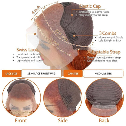 Colored Ginger Human Hair Wigs 13X6 Hd Lace Frontal Wig Straight Lace Front Wigs Pre Plucked 30 Inch 250 Density For Black Women