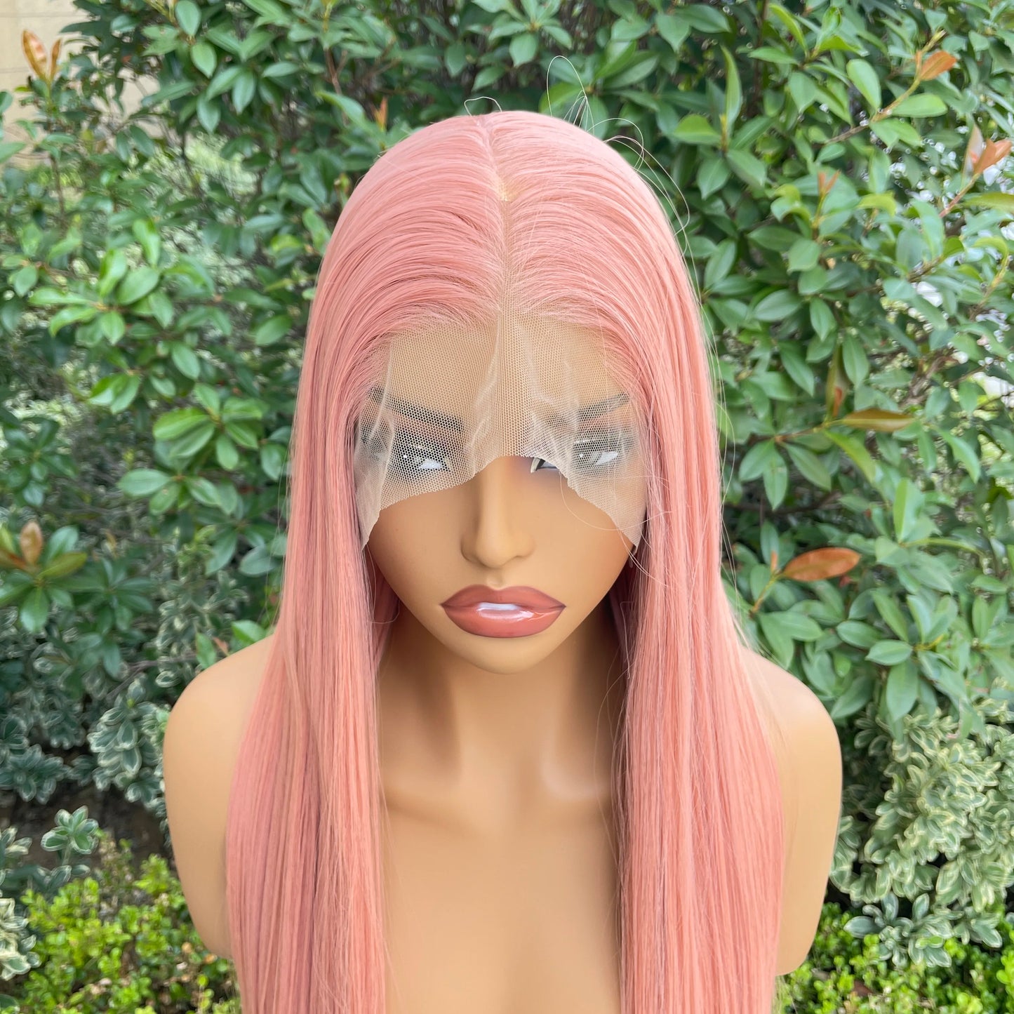 High Quality Pink 13X4 Synthetic Lace Front Wig for Woman 26 Inch Long Sliky Straight Wig Half Hand Tied Glueless Halloween Wig