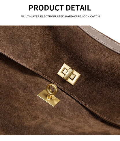 2025 Autumn Winter Women's Suede genuine leather Bag Shoulder Handbag Large Capacity Single Tote Bag Handbag Luxury Designer Bag