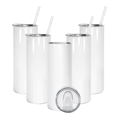 25pcs 20oz Sublimation Blank Skinny Tumbler Straight Skinny Tumbler Stainless Steel Insulated Tumblers With Plastic Straws Wang