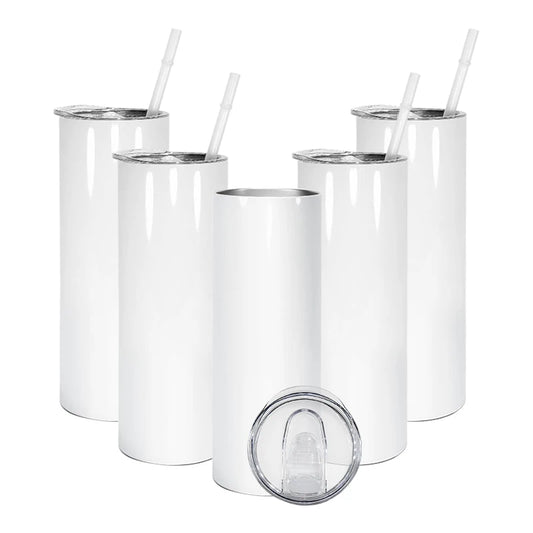 25pcs 20oz Sublimation Blank Skinny Tumbler Straight Skinny Tumbler Stainless Steel Insulated Tumblers With Plastic Straws Wang