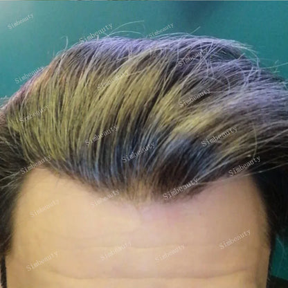 Super Micro Skin Grey 1B65 1B40 Human Hair Toupee Natural Hairline Hair Loss Solution Durable Black White Prosthes Replacement S