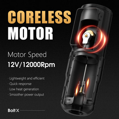Ambition Bolt-X Kit Tattoo Machine Pen Set Wireless Power Supply Battery 1600mAh 10Hours Permanent Makeup Coreless Tattoo Gun