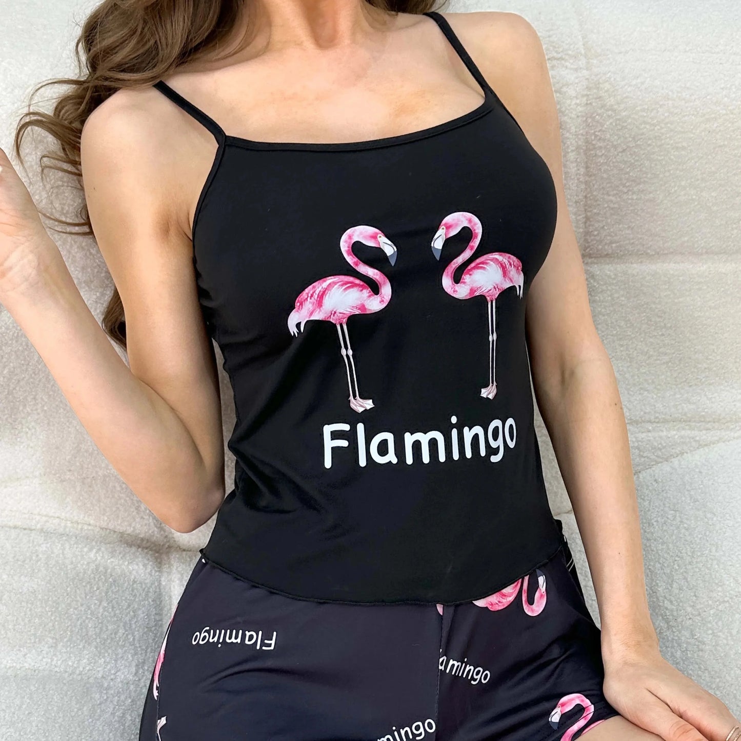 Women's Sleepwear Lounge Wear Cami Top and Shorts Set Ladies and Girl's Summer Sleepwear Strap Top with Short Pants for Women