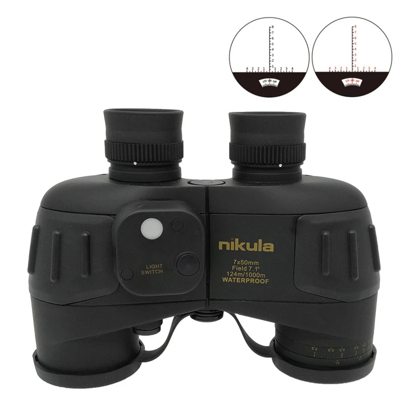Waterproof Binoculars Nikula 7x50 Telescope High Powerful Rangefinder Long Range With Digital Compass Hiking Hunting Equiment