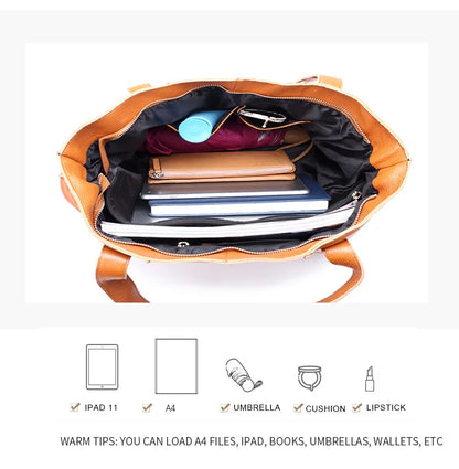 Women's Luxury Designer Natural Cowhide Soft Handbag Famale Fashion Shoulder Bag Ladies Cow Leather Large Capacity Tote Bag