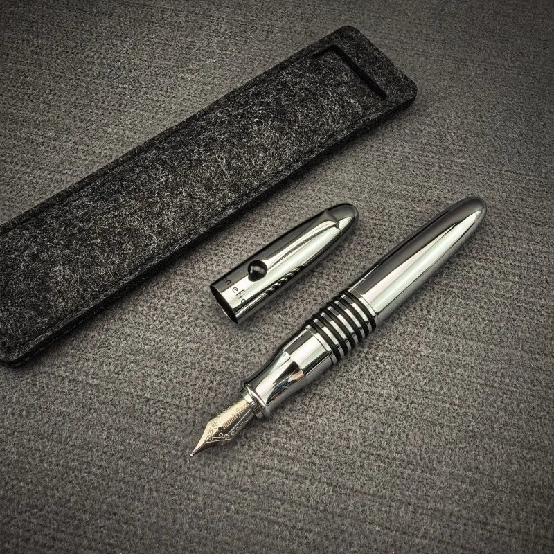 Benovel F857 Small Steel Cannon Pen Brass Chrome Plated All Metal Adult Student Calligraphy Practice Office Advanced Ink Pen