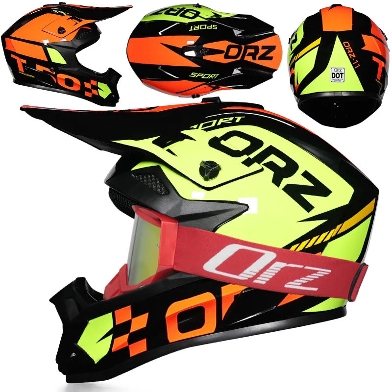 DOT Approved Off Road Helmet with Goggles Motocross Helmet Dirt Bike ATV Motorcycle Helmet Moped Dirtbike Racing Dirtbike Helmet