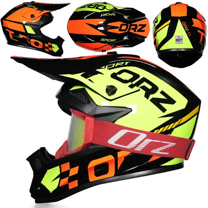 DOT Approved Off Road Helmet with Goggles Motocross Helmet Dirt Bike ATV Motorcycle Helmet Moped Dirtbike Racing Dirtbike Helmet