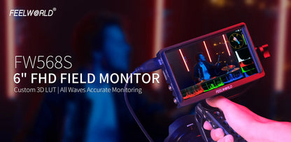 FEELWORLD FW568S 6 Inch 1920X1080 IPS FHD LCD Panel On Camera Field  Monitor 3G SDI 4KHDMI Input Output  for Youtube Gimbal Rig