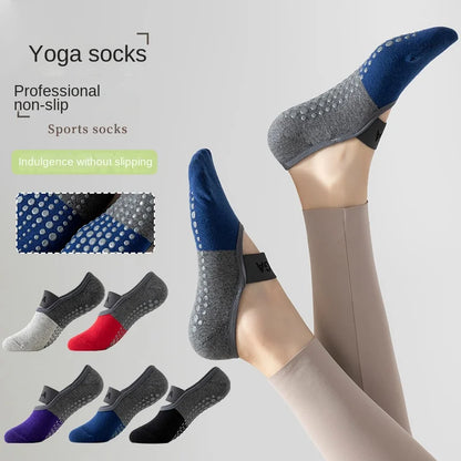 1 pair of women's patchwork color Pilates socks, non slip yoga socks, dance socks, and floor socks