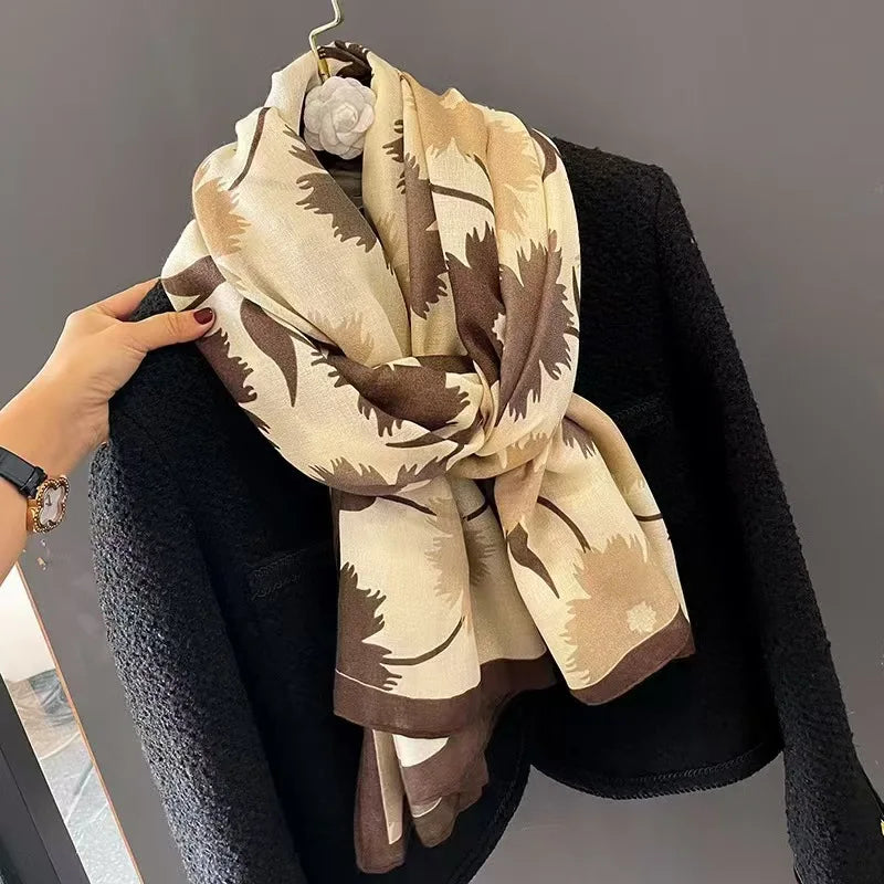 Autumn and Winter Scarf Large Size Cotton and Hemp Women's Cold proof Outdoor Versatile Warm Fashion Korean Edition Fashion Scar