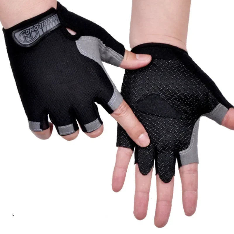 Men Women Gym Gloves Weightlifting Fitness Training Non Slip Palm Protector Breathable Fingerless Bike Bicycle Cycling Gloves