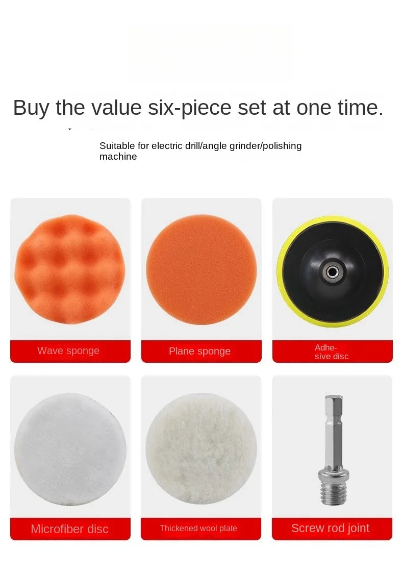 Polishing Sponge Plate Set Imitation Plush Waxing Angle Grinding Cleaning Sponge Wheel Car Beauty Set Electric Drill Polishing