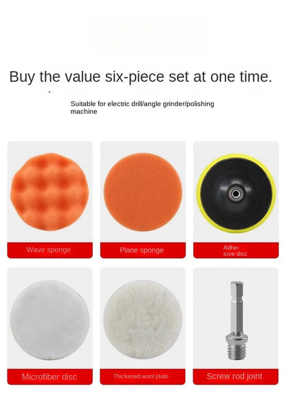 Polishing Sponge Plate Set Imitation Plush Waxing Angle Grinding Cleaning Sponge Wheel Car Beauty Set Electric Drill Polishing