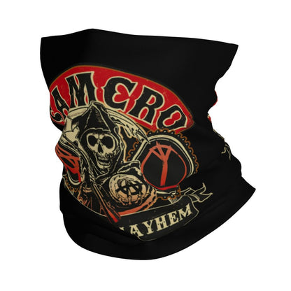 Custom 1 Percenter Essential Sons Bandana Neck Gaiter for Ski Camping Men Women Wrap Scarf TV Show Anarchy Headband Warmer