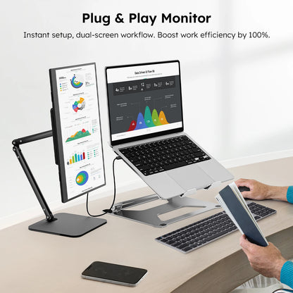 15.6" Portable Monitor with Foldable Magnetic Stand & Case FHD 1080P IPS Screen Extender for Laptop Mac Phone Xbox Work Travel