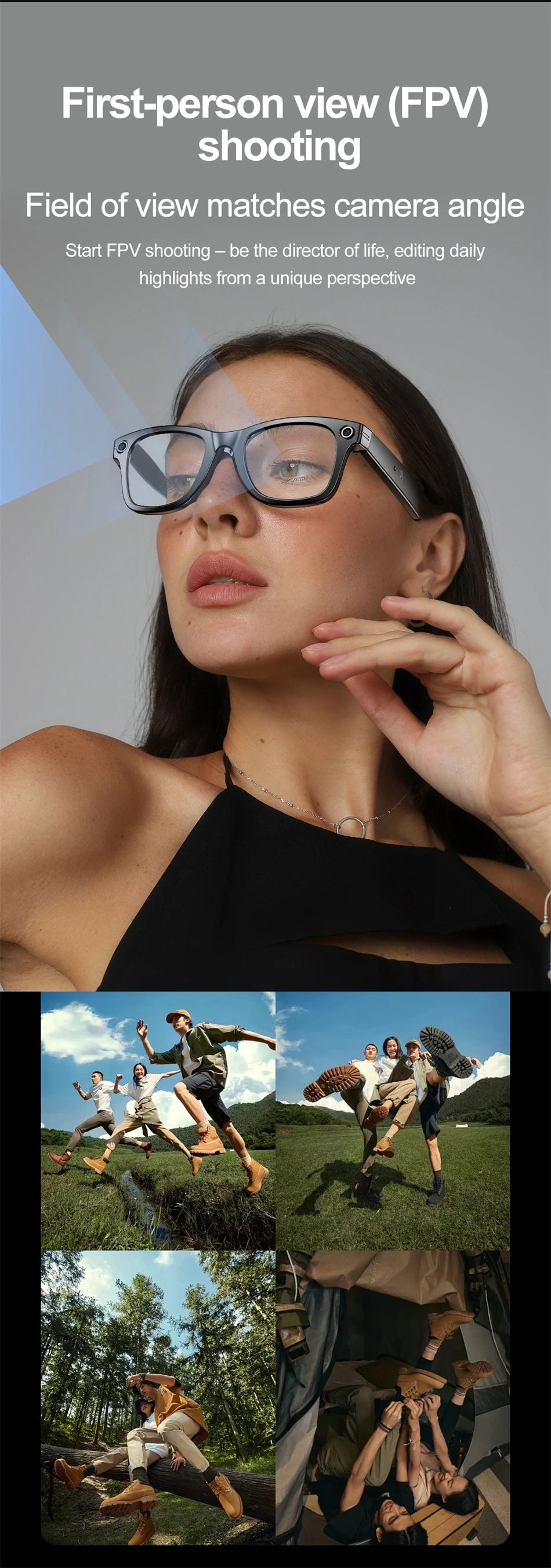 LIGE AI Camera Glasses Wireless Smart Sunglasses with Camera Bluetooth Call Music Glasses Video Sound Recording Antiblue Glasees