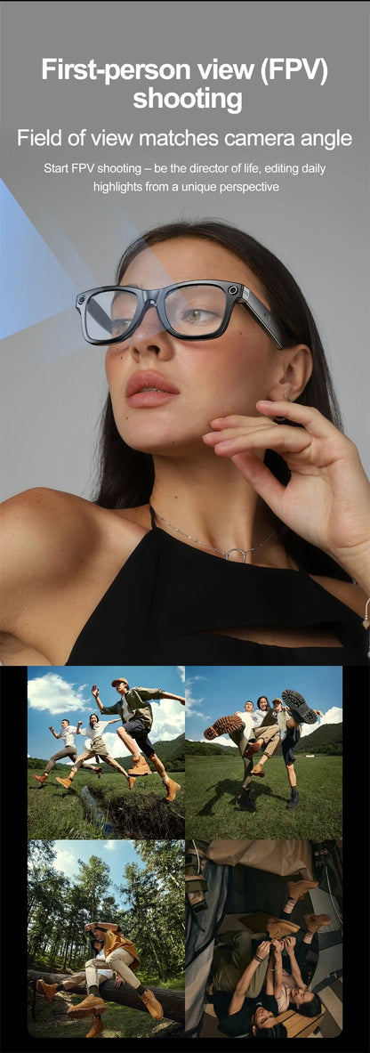 LIGE AI Camera Glasses Wireless Smart Sunglasses with Camera Bluetooth Call Music Glasses Video Sound Recording Antiblue Glasees