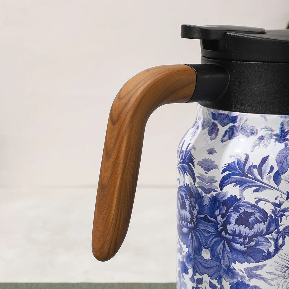 1000ml Vintage Floral Tea Thermos Stainless Steel Tea Kettle Drip-Proof Tea Pot With Tea Infuser Mini Thermo Coffee Pot
