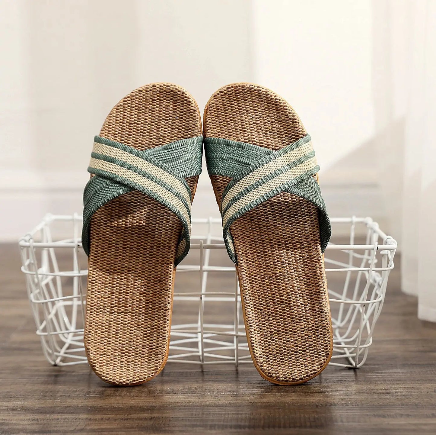 Summer Women's Slippers Home Flats Hemp Luxury Designer Woman Shoes Casual Indoor Slides Couple 2026 Soft Lightweight Large Size