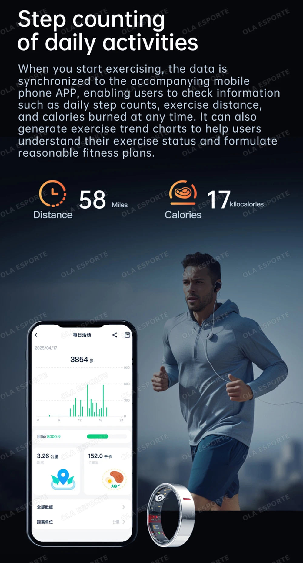 Men Women Fashion Smart Ring Sleep Heart Rate Blood Pressure Monitoring Bluetooth Connection Multiple Sports Modes Fitness Rings