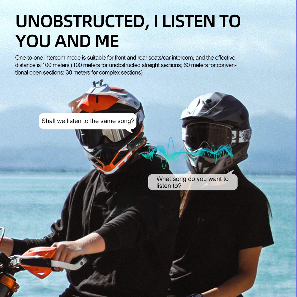 X1 Plus Motorcycle Bluetooth 1000M Intercom Helmet Headset For 2 Rider Intercomunicador Moto Waterproof Interphone Earphone