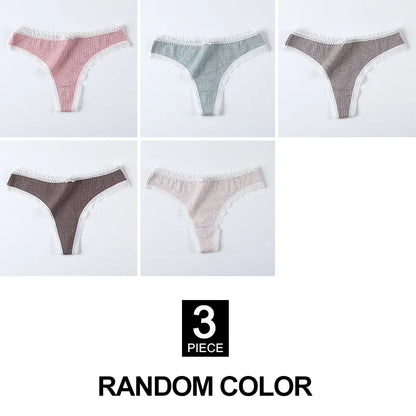 3 Pcs/Set Women Panties G-String Underwear Fashion Thong Sexy Cotton Panties Ladies G-string Soft Lingerie Solid Low Rise Panty