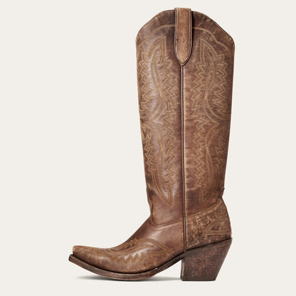 Women Western Cowboy Style Boots Pointed Thick High Heels Knee Length Embroidered Boot Autumn Block Heel Retro Casual Shoes