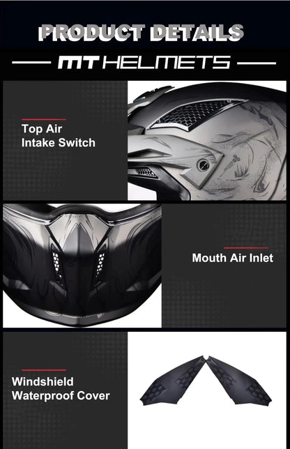 MT Street Fighter Motorcycle Helmet Detachable Combination Electroplated Gold Helmet ECE DOT Certification Full Face Casco Moto