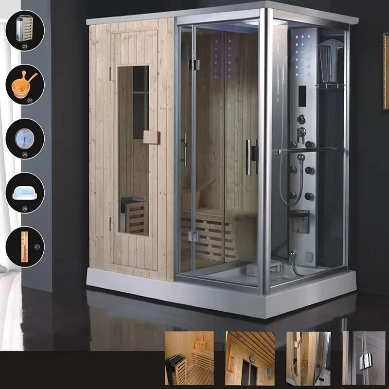 Customization Hot Cheap Family Multi-function Sauna Wooden Steam Shower Room