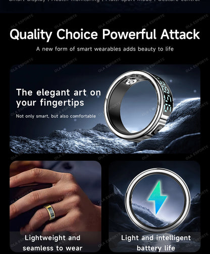 Display Screen Smart Ring Bluetooth Connection Heart Rate Sleep Monitoring Multi-function Ring Multiple Sports Modes Waterproof
