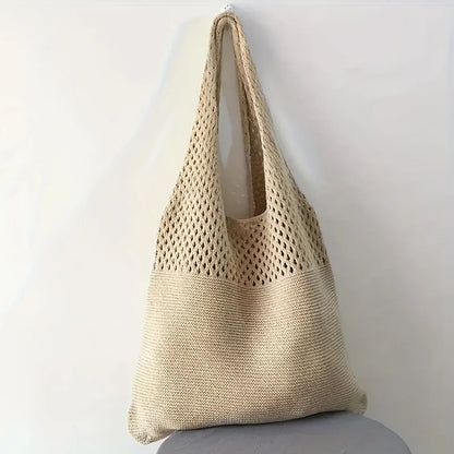 Designer Knitted Handbags For Women Large Capacity Tote Bag Summer Beach Big Purse Casual Hollow Woven Shoulder Bags Female Pack