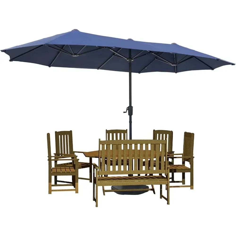 # l 13 foot large terrace umbrella, outdoor double-sided rectangular market umbrella with 12 ribs for UV protection, with a cran