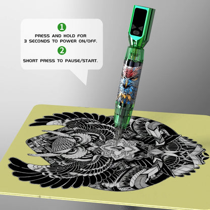Wireless Tattoo Pen Kit, Wireless Tattoo Machine, Includes 10 Tattoo Needles and 2 Disposable Cap Tattoo Ink Cups, Tattoo Pen Machine Pen Holder, Transfer Paper and Other Tattoo Supplies, Suitable for Tattoo Beginners
