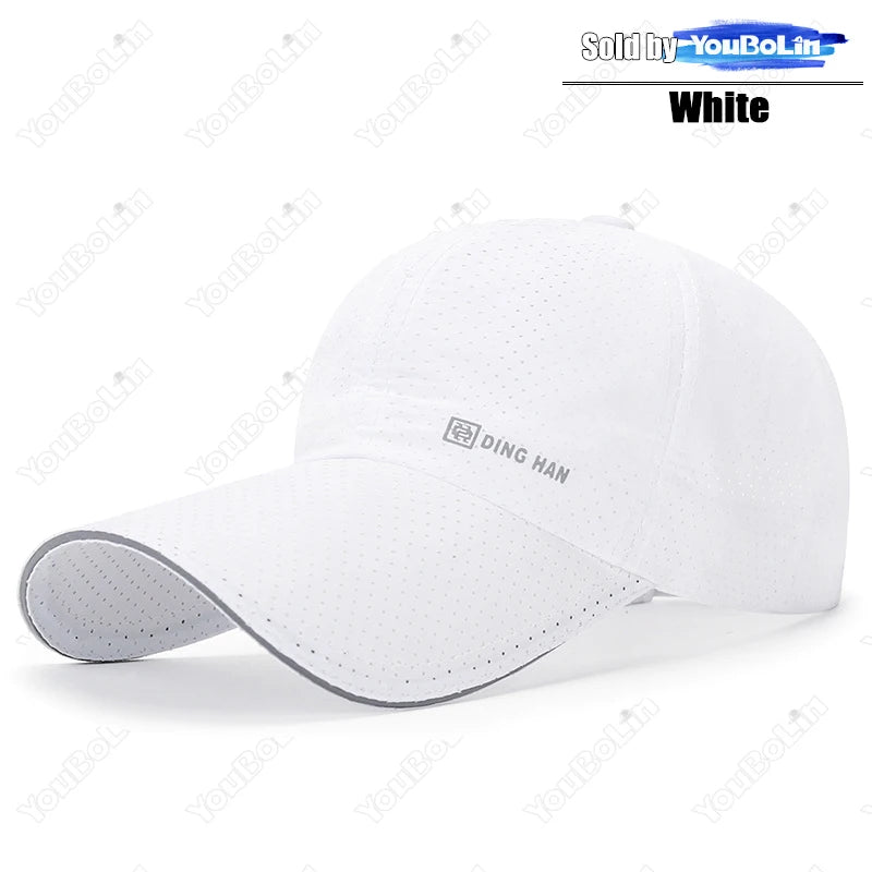 Extended Brim Summer Breathable Perforated Quick-Drying Adjustable Baseball Cap Sun Hat Trucker Caps Dad Hats