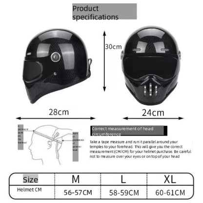 C-Ridng Genuine Carbon Fiber Adventure DOT Certified Modular Design Style Full Face Motorcycle Helmet with Dark Detachable Lens