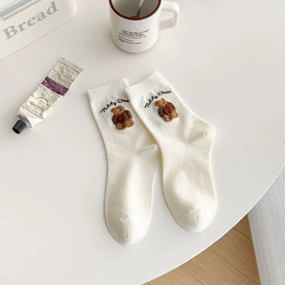 1 pair of men's and women's socks, cartoon gentleman bear cotton Harajuku skateboard socks, novel and breathable Christmas gifts