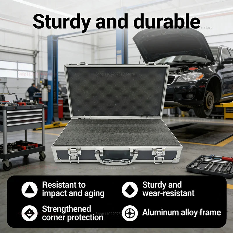 Heavy Duty Aluminum Tool Box with Safety Locks Impact-Resistant Exterior and Protective Sponge Interior for secure Tools Storage
