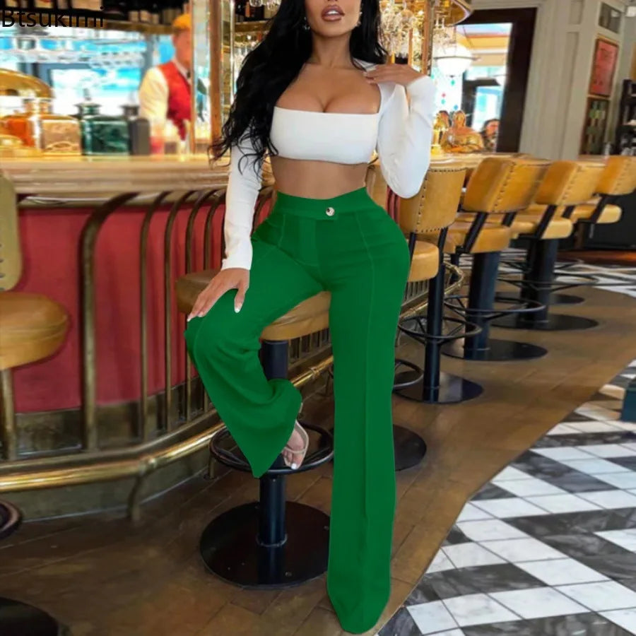 Women Flared Wide-leg Pants New 2026 Fashion Temperament Commuting Pants Versatile Fashionable Casual Wide Leg Pants Trousers