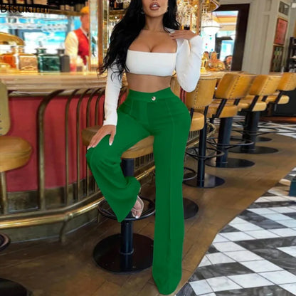 Women Flared Wide-leg Pants New 2026 Fashion Temperament Commuting Pants Versatile Fashionable Casual Wide Leg Pants Trousers