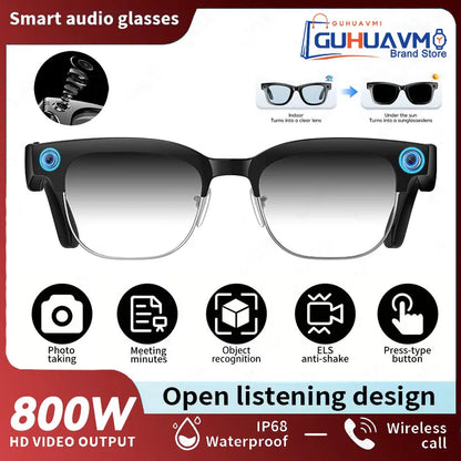 New 1200P HD Smart Glasses With 800W Ultra-Wide Camera Video Recording 4GB AI Photo Recognition Bluetooth Call Translation Voice