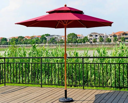 Luxury Custom Wooden Patio Umbrella Aluminum Frame Backyard Garden Sunshade for Outdoor Beach Hotel & Park Use
