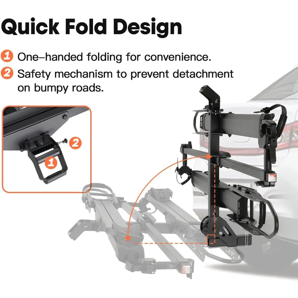 CyberRack E2 Plus EBike Rack with Ramp, 3Positions Foldable, 200 lbs Capacity Heavy Bike Rack Carrier for 2 E-Bike