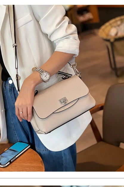 luxury handbags female crossbody bags Vintage Genuine leather one piece shoulder bag small square bag for women cowhide Blue bag