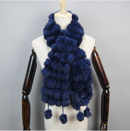 Women Winter Warm Real Rabbit Fur Scarf Hot Sale Natural Rabbit Fur Muffler 2025 Lady 100% Genuine Fur Scarves Wholesale Retail