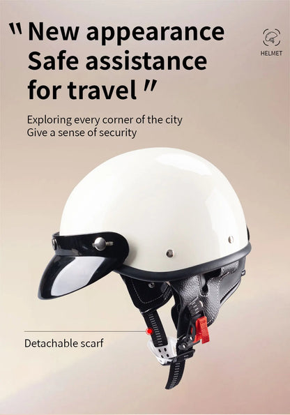 Cycking Motorcycle Helmet Four Seasons Riding Half Helmet Men Women Scooter Cute Retro